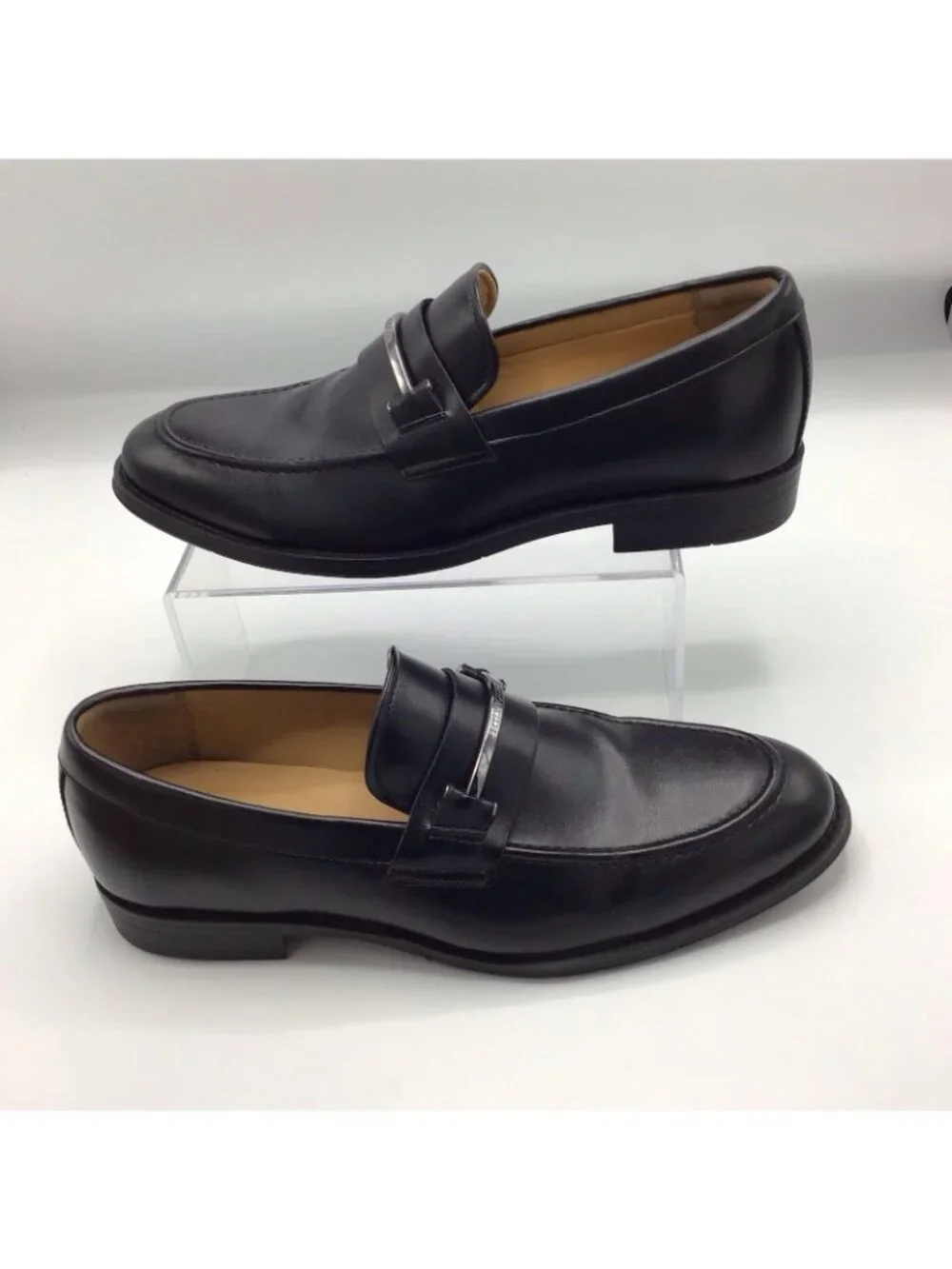 Tommy Hilfiger Men’s Black Leather Slip-On Dress Loafers 10 Memory Foam